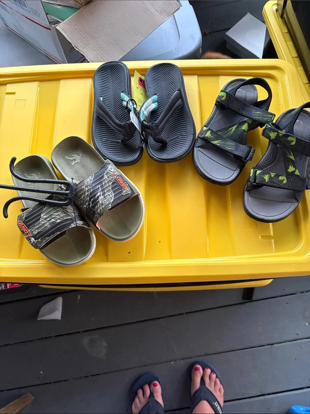 And1 Gray Sandals with Lime Green Triangle Accents - Kids Adjustable Straps
